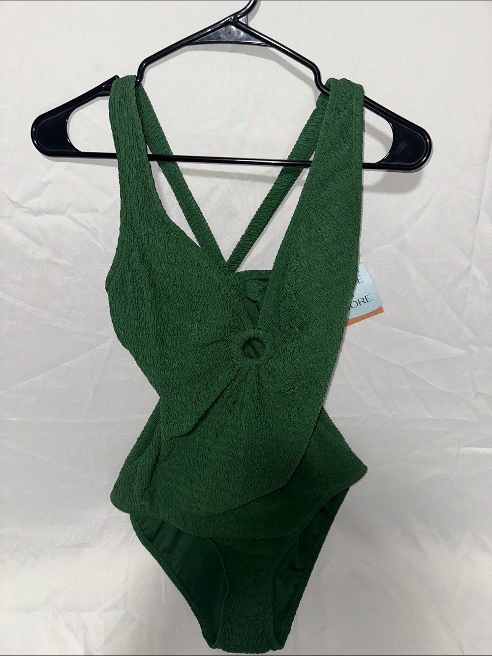 Shade & Shore Emerald Textured Knot-Front Bodysuit